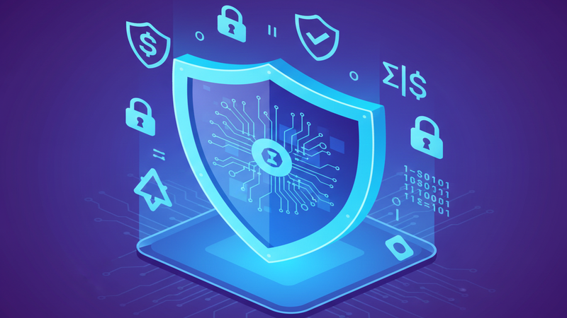 Sistema de ciberseguridad protegiendo datos de pyme con escudo digital y candados seguros